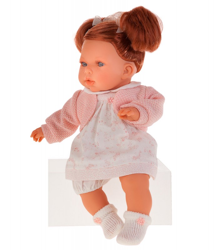 Munecas Antonio Juan 1553P Кукла Тереза в розовом 37 см, мягконабивная, озвученная