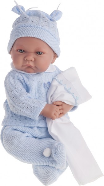 Munecas Antonio Juan 3359B Кукла-младенец Нико в голубом, озвученная, мягконабивная 40 см